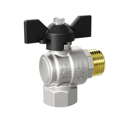 Кран шаровой угловой LD ВР/НР резьба 1/2" ручка-бабочка