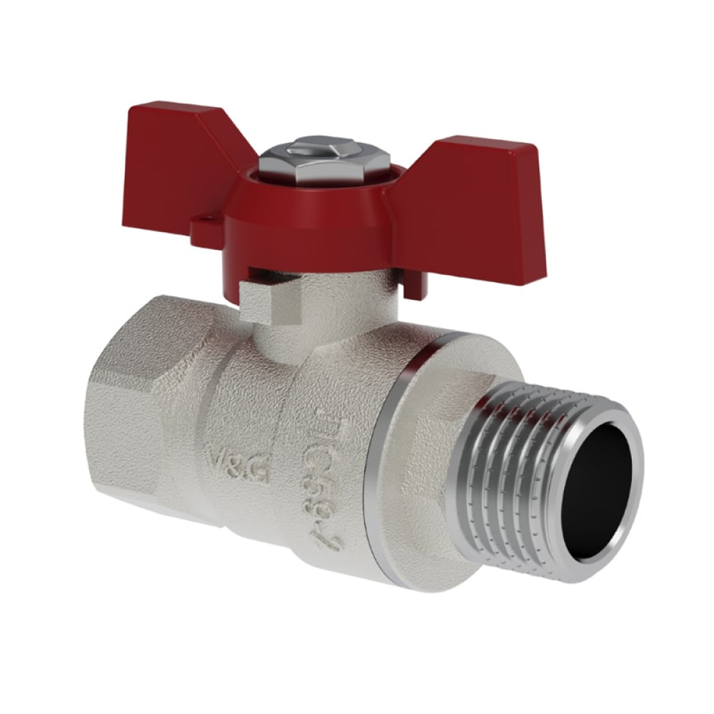 Кран шаровой V&G Valogin 3/4" с ВР/НР резьбой, ручка бабочка