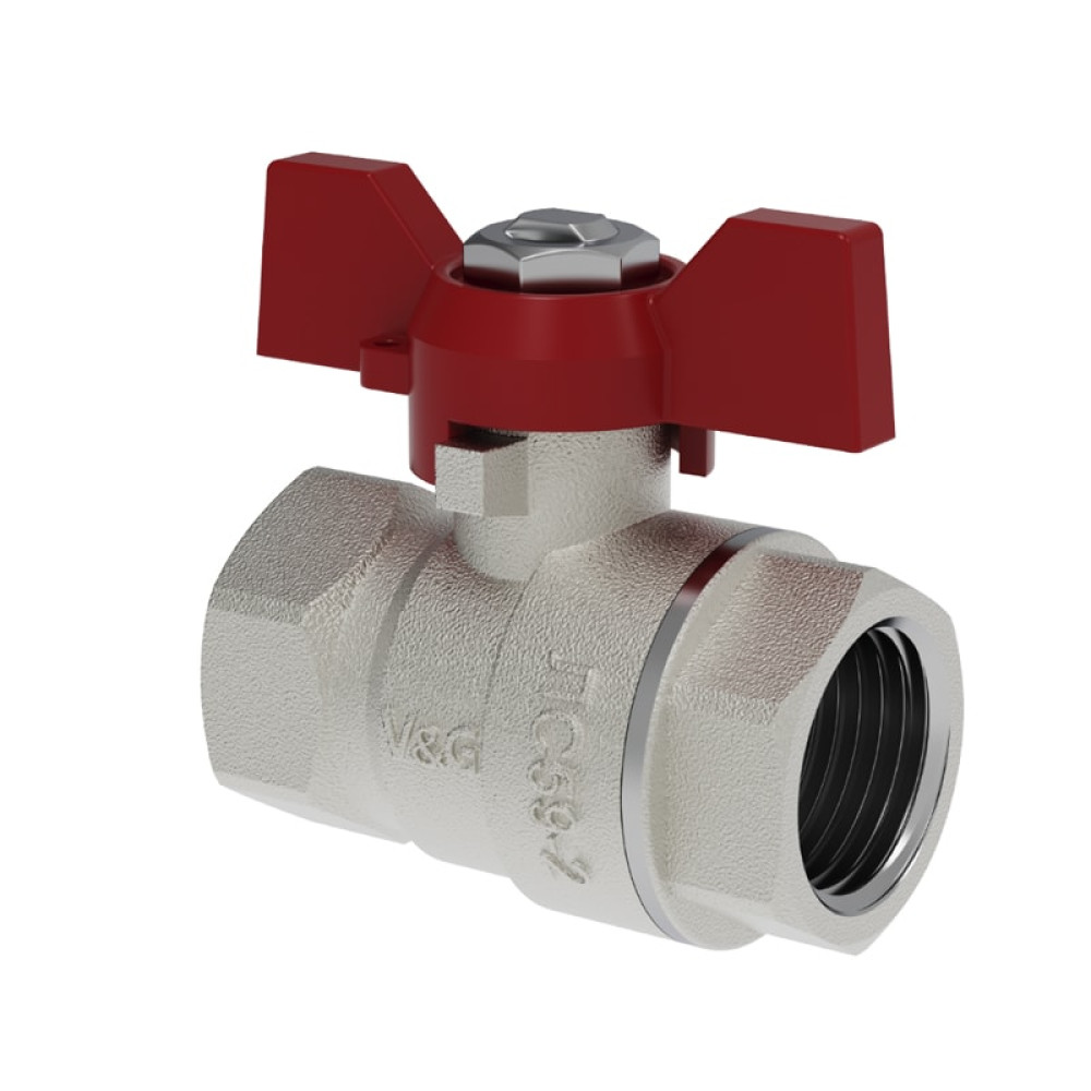 Кран шаровой V&G Valogin 3/4" с ВР/ВР резьбой, ручка бабочка