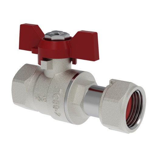Кран шаровой V&G Valogin 3/4" с НГ гайкой ВР/ВР резьба, ручка бабочка