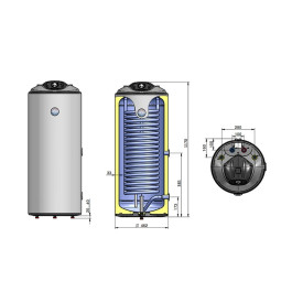 Бойлер косвенного нагрева напольный Parpol VSZ 120 литров с верхним подключением