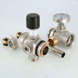 Байпас проходной с перепускным клапаном и термометром Valtec 200 мм арт.VT.0667T.0.0