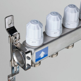 Коллектор Valtec с расходомерами 1"х 3/4" на 7 выходов (нержавейка) арт.VTc.579.EMNX.0607