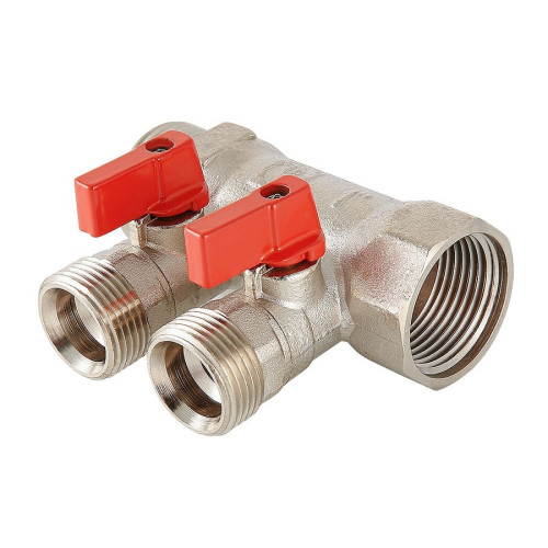 Коллектор Valtec с отсекающими кранами 1"х3/4" 3 выхода под евроконус арт.VTc.580.NE.0603 Коллектор Valtec с отсекающими кранами 1"х3/4" 3 выхода под евроконус арт.VTc.580.NE.0603