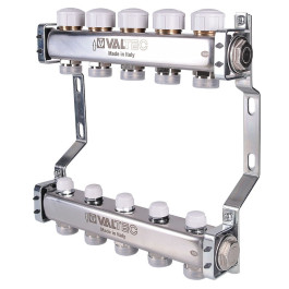 Коллектор Valtec для радиаторов 1"х 3/4" на 6 выходов (нержавейка) арт.VTc.582.EMNX.0606