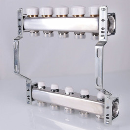 Коллектор Valtec для радиаторов 1"х 3/4" на 6 выходов (нержавейка) арт.VTc.582.EMNX.0606