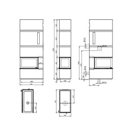 Печь-камин Nordpeis Davos P высокий топка N-29P