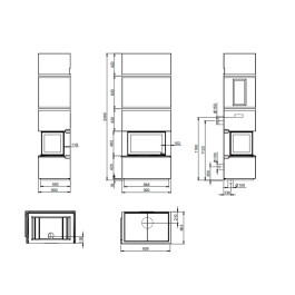 Печь-камин Nordpeis Davos U высокий топка N-29U