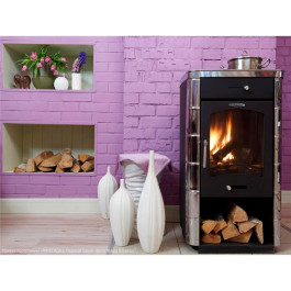 Отопительная печь ТМФ Яуза 2 Антрацит со стеклокерамической плитой