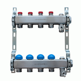 Коллектор с запорными клапанами сталь нержавеющая Usystems FT на 3 выхода 1"x3/4" евроконус