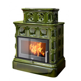 Печь-камин ABX Valencie кафельный цоколь зелёный