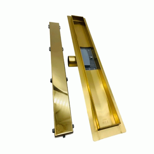 Трап для душа TIM нержавеющий 50 см сухой гидрозатвор цвет глянцевое золото