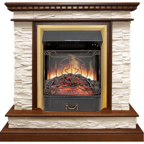 Royal Flame Calgary - Дуб / Сланец бежевый с очагом Majestic FX Brass