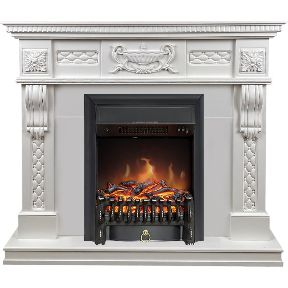 Royal Flame Corsica - Матовый белый (Ширина 1100) с очагом Fobos FX Black