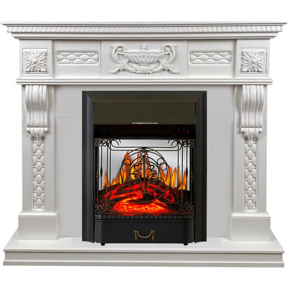 Royal Flame Corsica - Матовый белый (Ширина 1100) с очагом Majestic FX M Black
