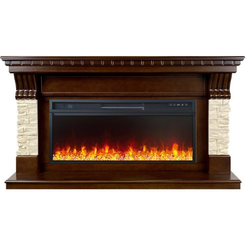 Royal Flame Denver - Темный дуб / Бежевый (Ширина 1500 мм) с очагом Vision 42 LED