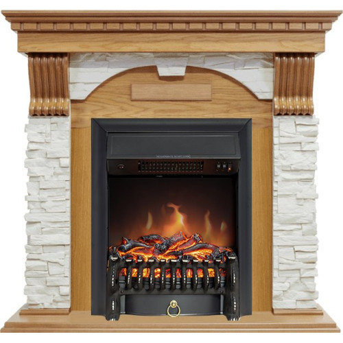 Royal Flame Dublin - Дуб / Сланец белый с очагом Fobos FX Black