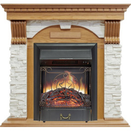 Royal Flame Dublin - Дуб / Сланец белый с очагом Majestic FX Black