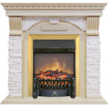 Royal Flame Dublin - Слоновая кость с патиной / Сланец крем с очагом Fobos FX M Brass