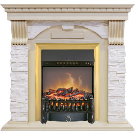 Royal Flame Dublin - Слоновая кость с патиной / Сланец крем с очагом Fobos FX M Brass