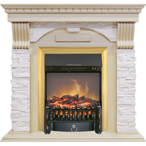 Royal Flame Dublin - Слоновая кость с патиной / Сланец крем с очагом Fobos FX M Brass