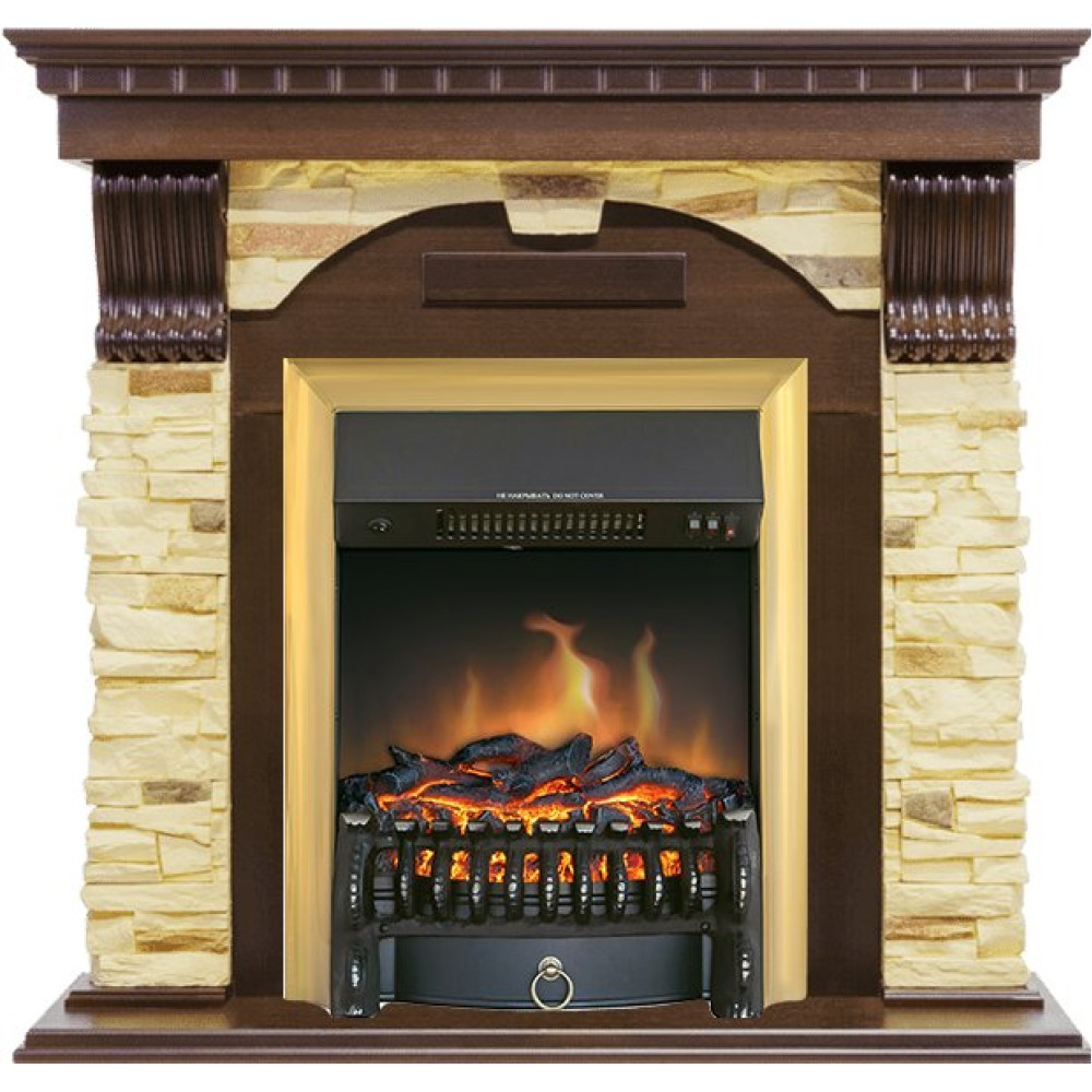 Royal Flame Dublin - Темный дуб / Сланец с очагом Fobos FX Brass