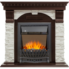 Royal Flame Dublin угловой - Темный дуб / Сланец белый с очагом Aspen Black