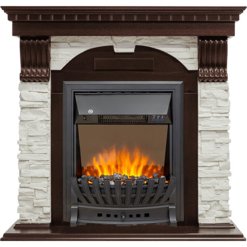 Royal Flame Dublin угловой - Темный дуб / Сланец белый с очагом Aspen Black