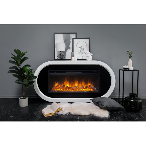 Royal Flame Ellips - Белый с черным (ширина 1450 мм) с очагом Vision 42 LED