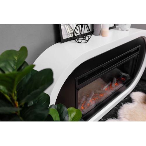 Royal Flame Ellips - Белый с черным (ширина 1450 мм) с очагом Vision 42 LED