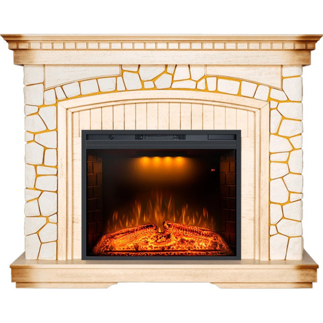 Royal Flame Glasgow - Слоновая кость с патиной с очагом Emerald 28