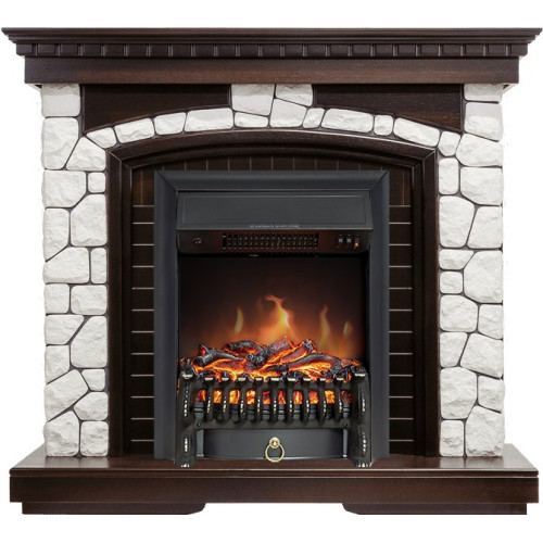 Royal Flame Glasgow - Темный дуб / Белый с очагом Fobos FX Black