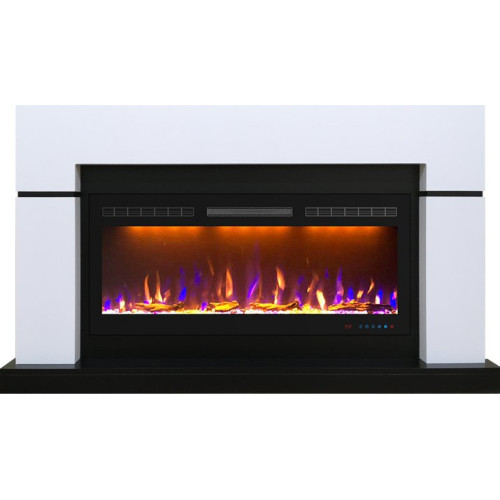 Royal Flame Lindos - Белый с черным (Ширина 1470мм) с очагом Crystal 40 RF