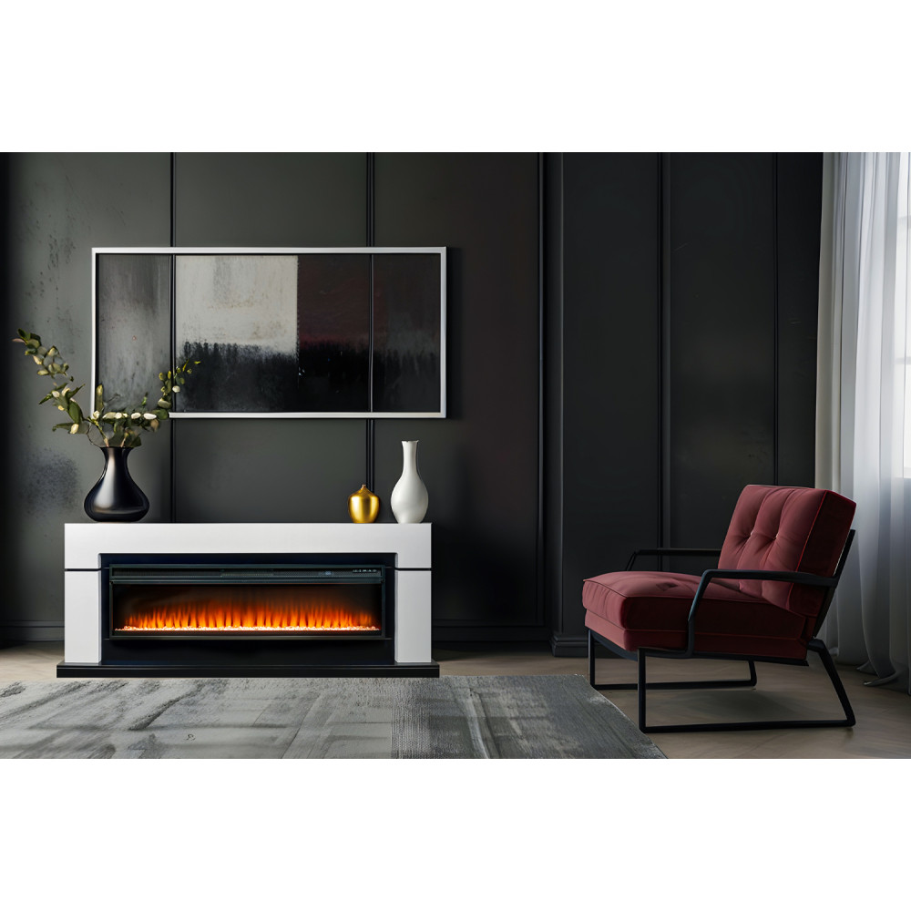 Royal Flame Lindos 42 SFT - Серый мрамор (Ширина 1470мм) с очагом Vision 42 LED