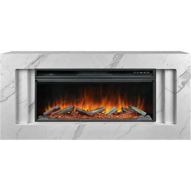 Royal Flame Line 42 SFT White Marble (Разборный) - Белый мрамор с очагом Vision 42 LOG LED