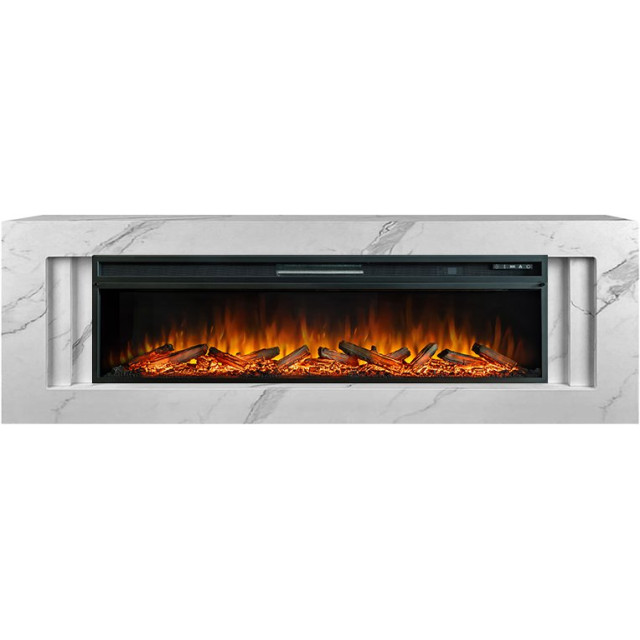 Royal Flame Line 60 SFT White Marble (Разборный) - Белый мрамор с очагом Vision 60 LOG LED