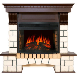 Royal Flame Pierre Luxe угловой - Белый / Темный дуб с очагом Dioramic 25 LED FX