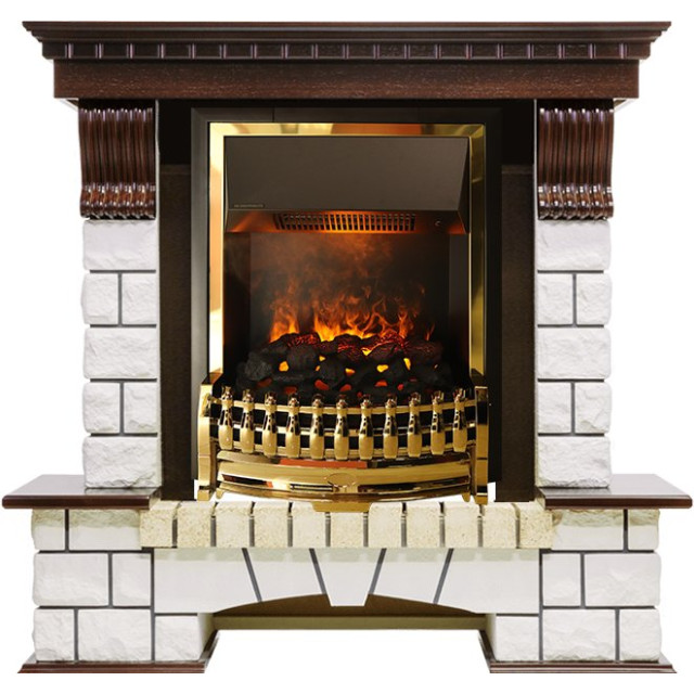 Dimplex Pierre Luxe угловой - Темный дуб / Белый (Высота 1020мм) с очагом Atherton