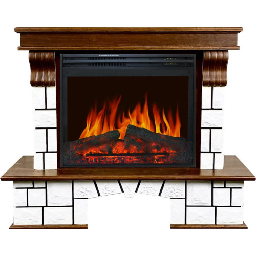 Royal Flame Porto (Разборный) - Орех/Белый камень с очагом Jupiter FX New