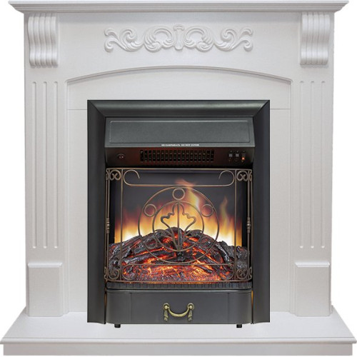 Royal Flame Sorrento - Белый дуб с очагом Majestic FX Black
