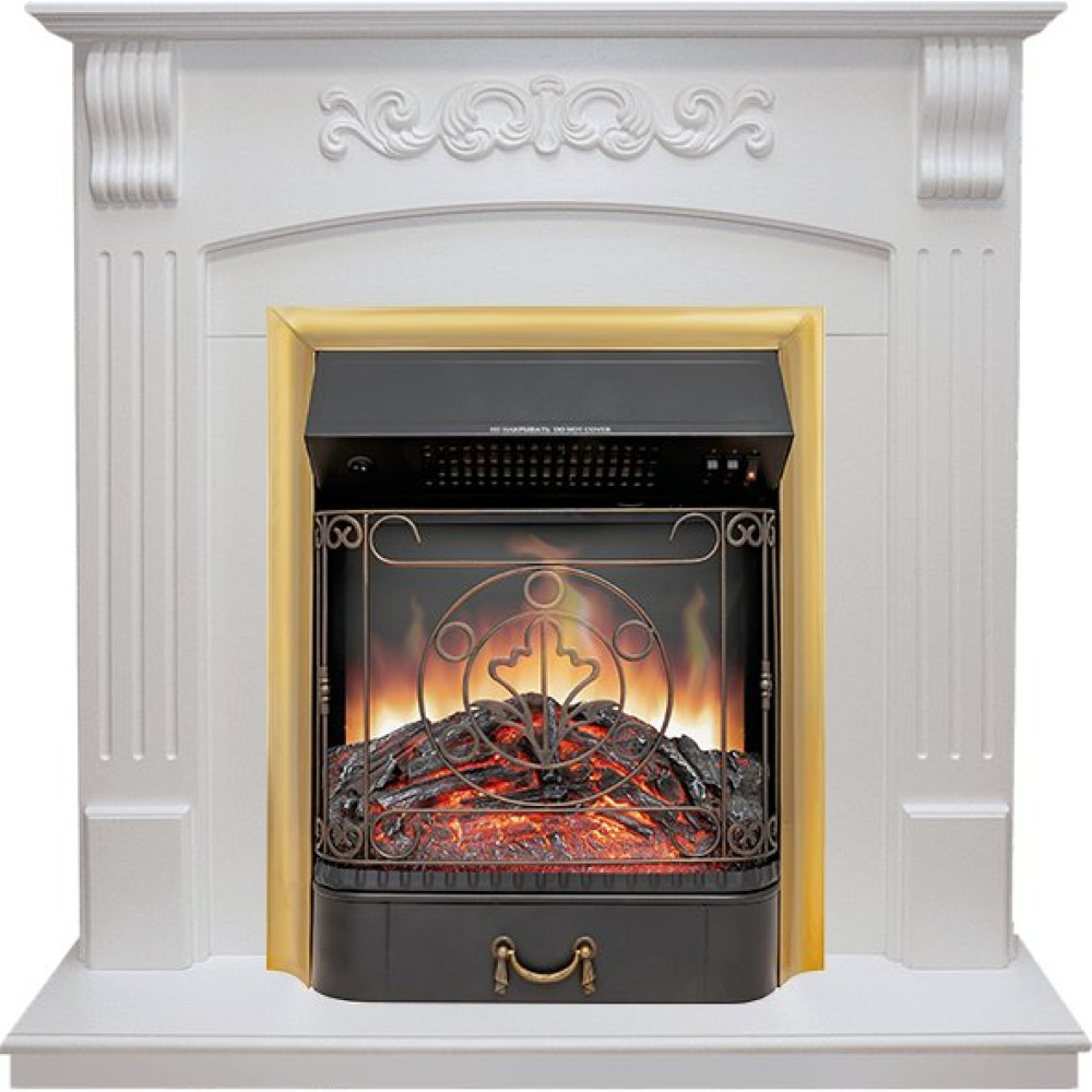 Royal Flame Sorrento - Белый дуб с очагом Majestic FX Brass