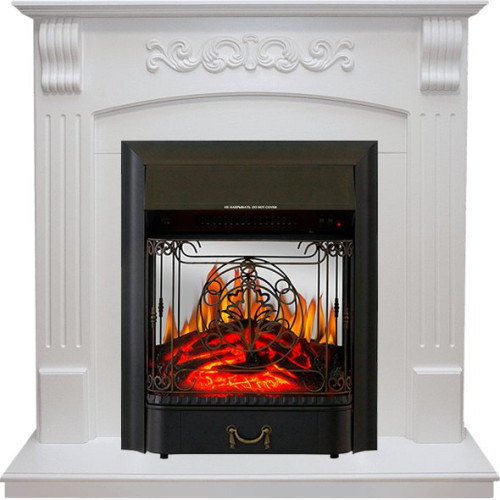 Royal Flame Sorrento - Белый дуб с очагом Majestic FX M Black