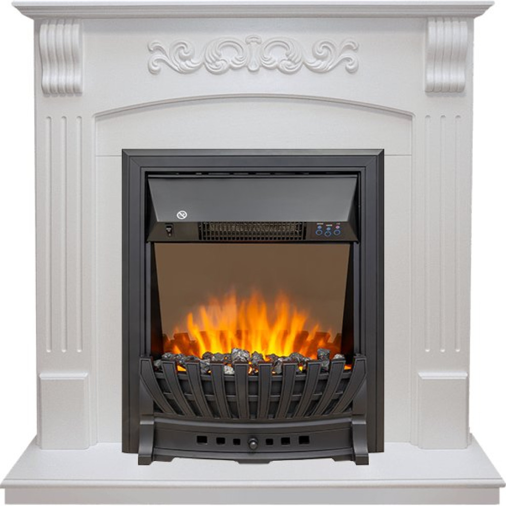 Royal Flame Sorrento угловой - Белый дуб с очагом Aspen Black
