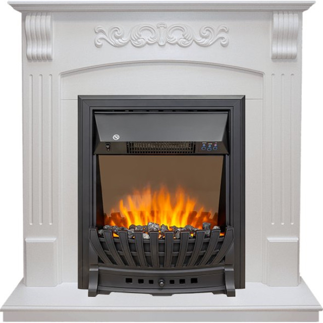 Royal Flame Sorrento угловой - Белый дуб с очагом Aspen Black