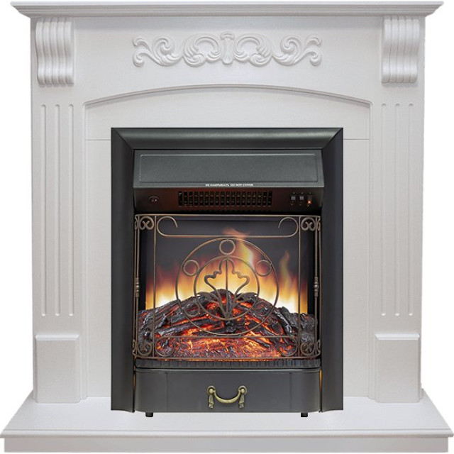 Royal Flame Sorrento угловой - Белый дуб с очагом Majestic FX Black