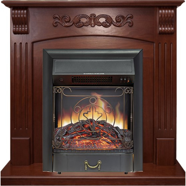 Royal Flame Sorrento угловой - Орех с очагом Majestic FX Black