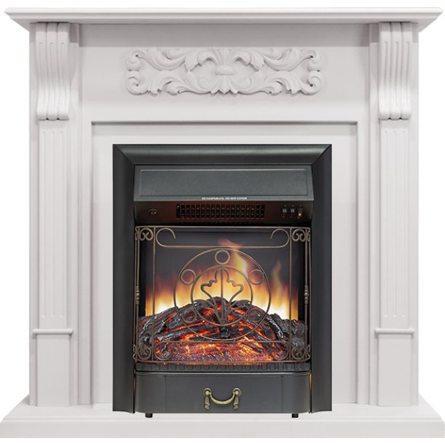 Royal Flame Venice - Фактурный белый с очагом Majestic FX Black