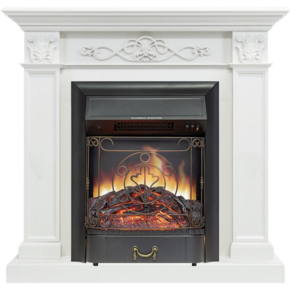 Royal Flame Verona - Белый дуб с очагом Majestic FX Black
