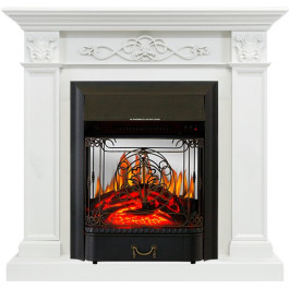 Royal Flame Verona - Белый дуб с очагом Majestic FX M Black