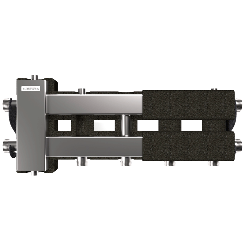 Коллектор нержавеющий Gidruss BMSS-80-3D EPP до 80 кВт 1 1/4"-1" 3 контура EPP термоизоляция